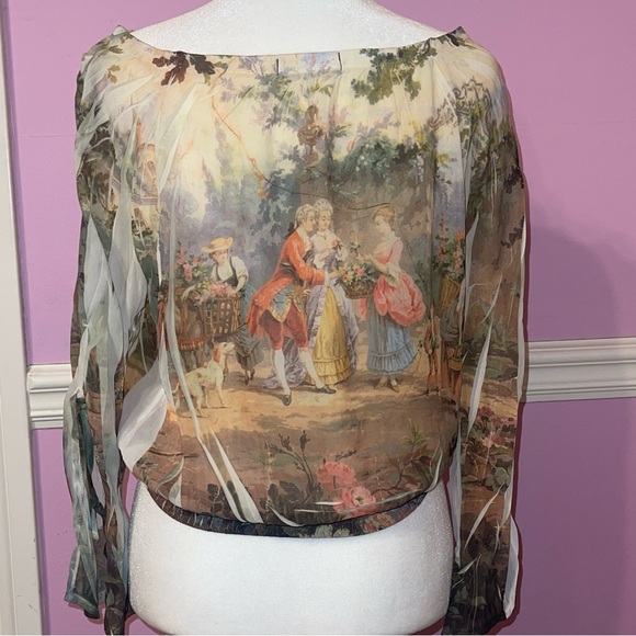 Vintage 90s y2k fairy euro chiffon top shirt fairycore cottage renaissance - Picture 6 of 9
